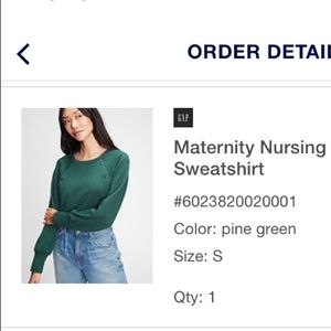 Maternity nursing snap-button sweatshirt sm green
